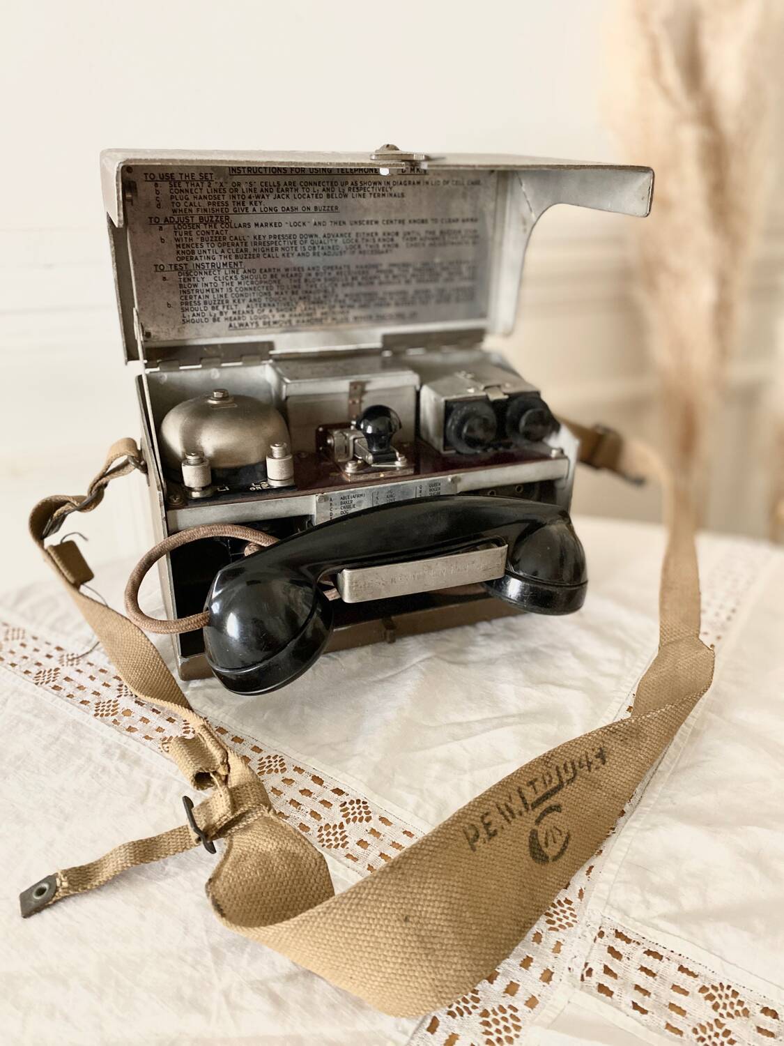 Vintage Canadian military field telephone 1943