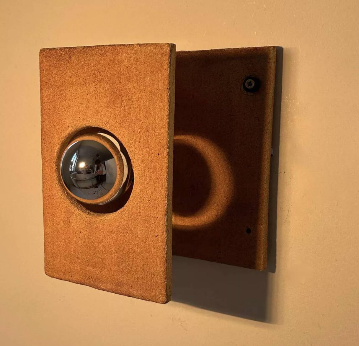 Vintage raw clay chamotte wall light, Guy Bareff, France 1970