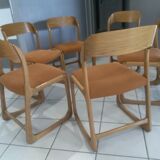 Suite of 6 Baumann Chairs model 1970 Sleigh