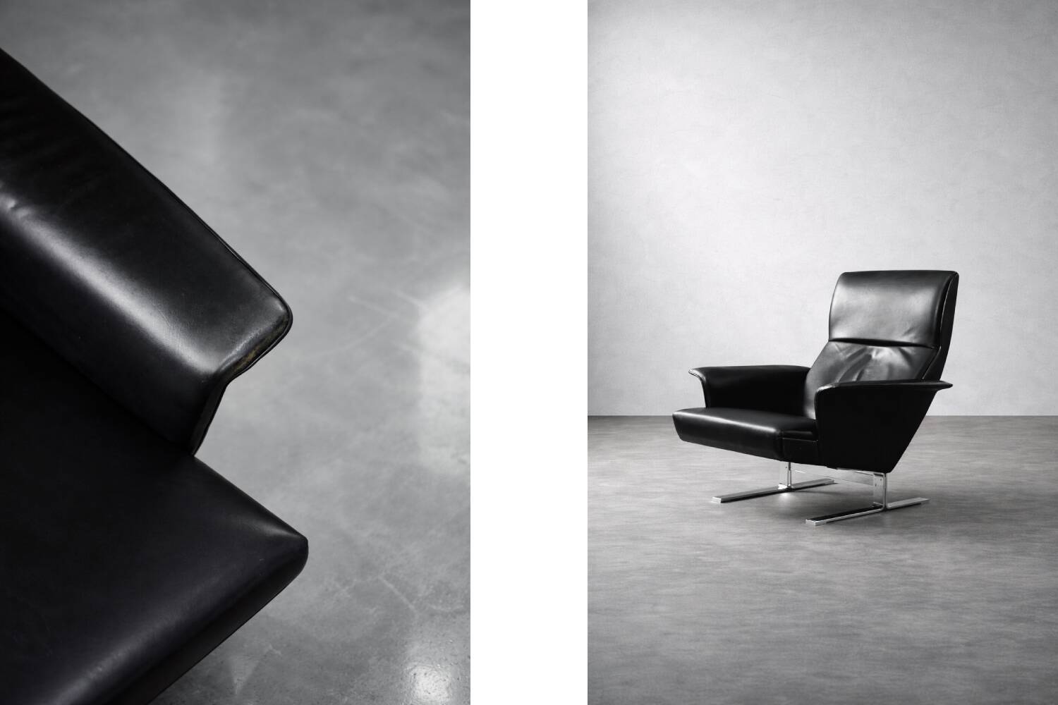 Vintage Mid-Century Modern Danish Black Leather Lounge Chair by Georg Thams