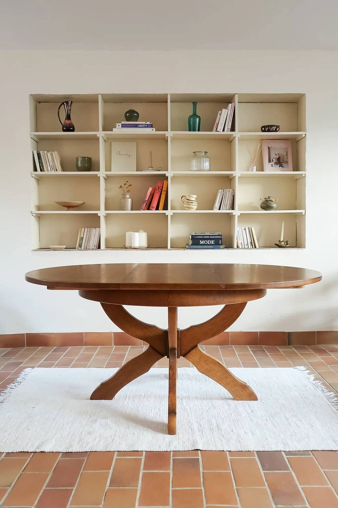 Extendable oak round table, Lübke, Germany 1960s