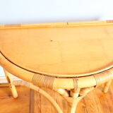 Half-moon rattan console