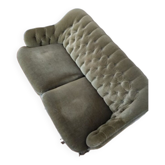 Convertible green velvet toad sofa