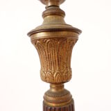 Empire period torch candle holder in bronze tripod base with lion's claws