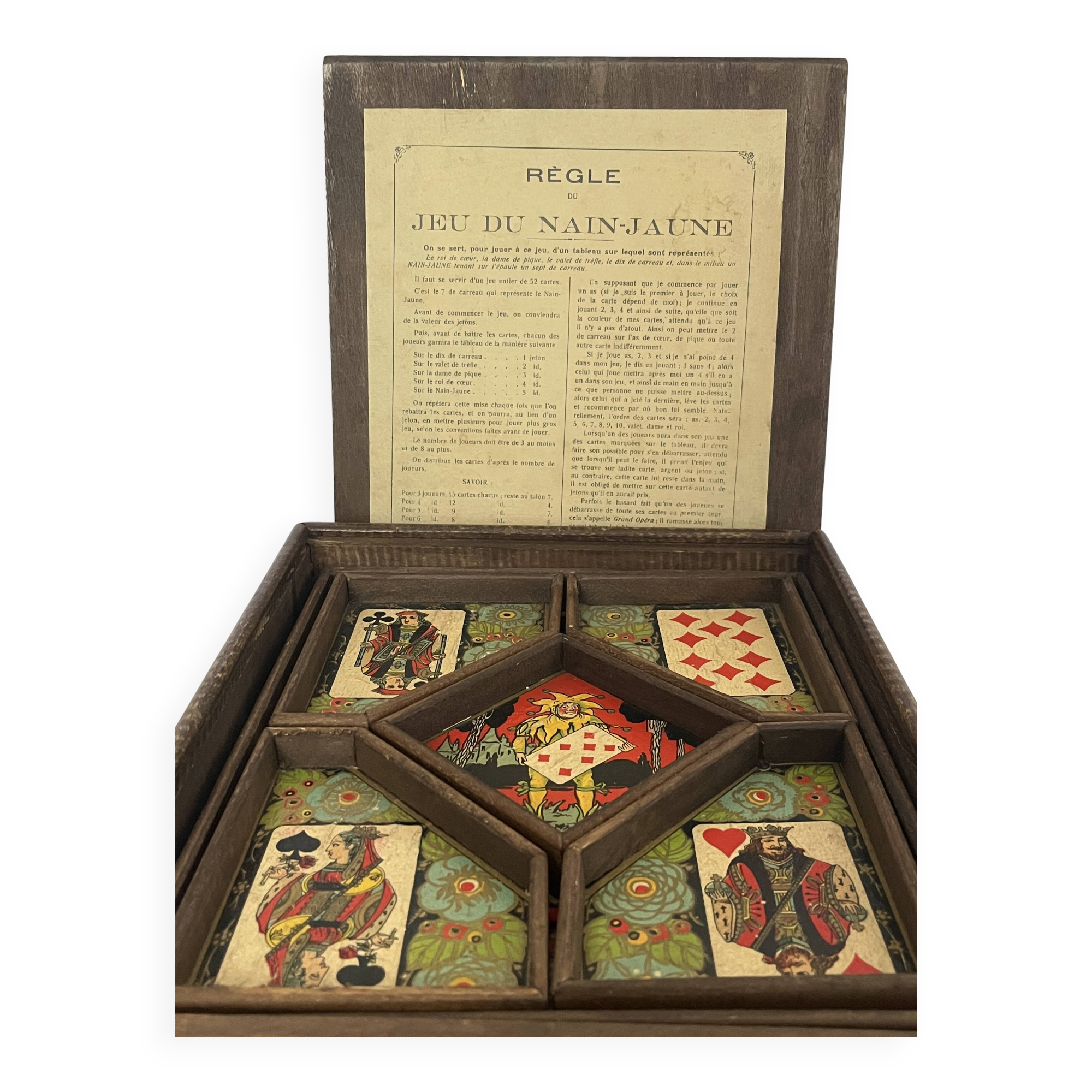Old game of nain jaune with its bone tokens.