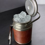 Regency leather ice bucket with tongs, Italy, 1970