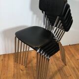 vintage chromed tubular steel stackable dining chairs