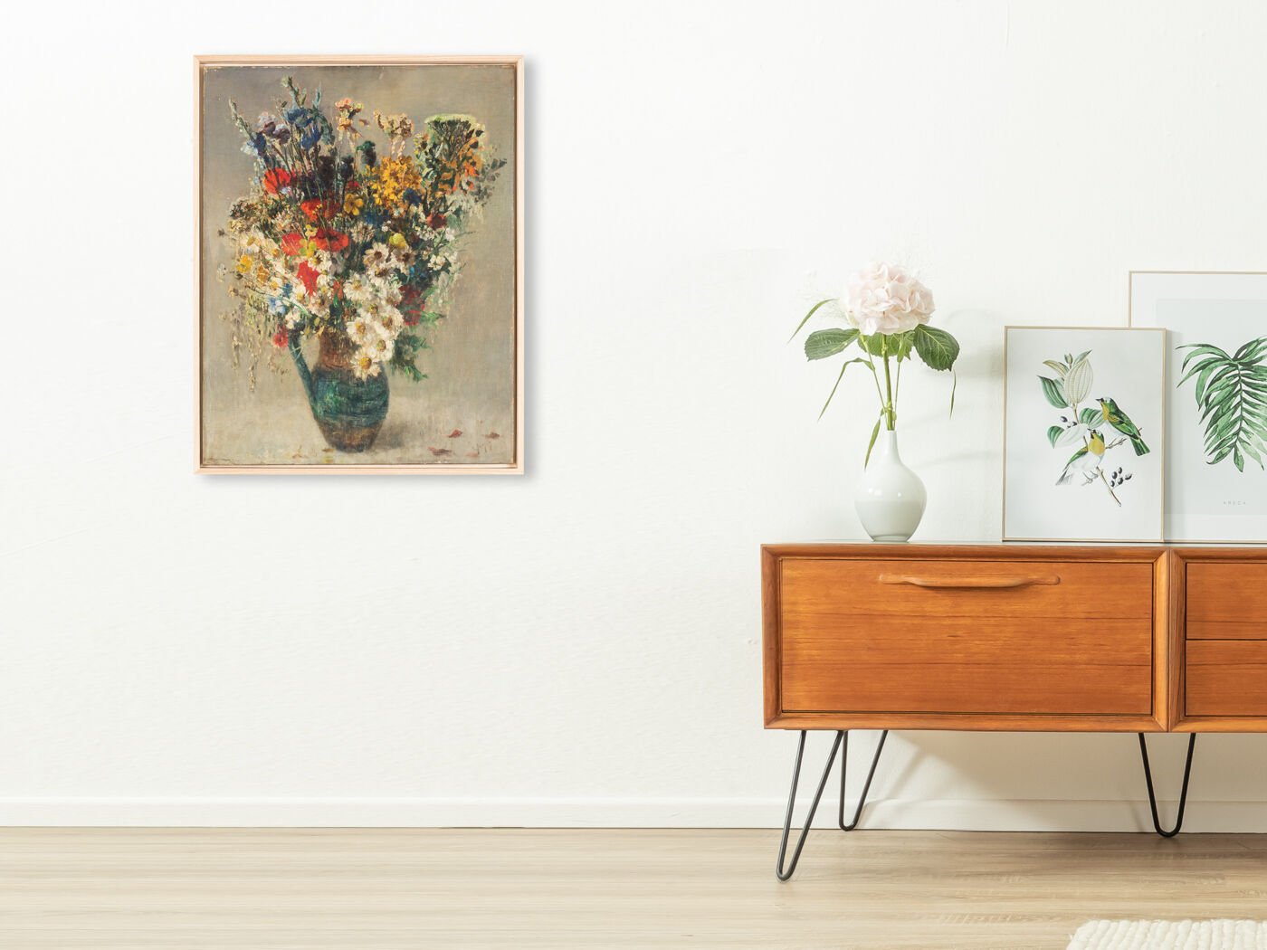 Colorful art déco flower bouquet, 53 x 68 cm