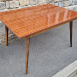Dining room table, formica, wooden compass legs, 50s