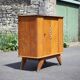 Vintage wooden sideboard, 1-door sideboard with compass feet, storage unit, small chest