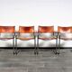 Set of 4 S34 style dining chairs in vintage cognac saddle leather by Mart Stam - Marcel Breuer