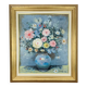 Still life painting of a bouquet of flowers, golden frame