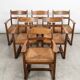 Set of 6 Brutalist dining chairs in Mid-century oak.