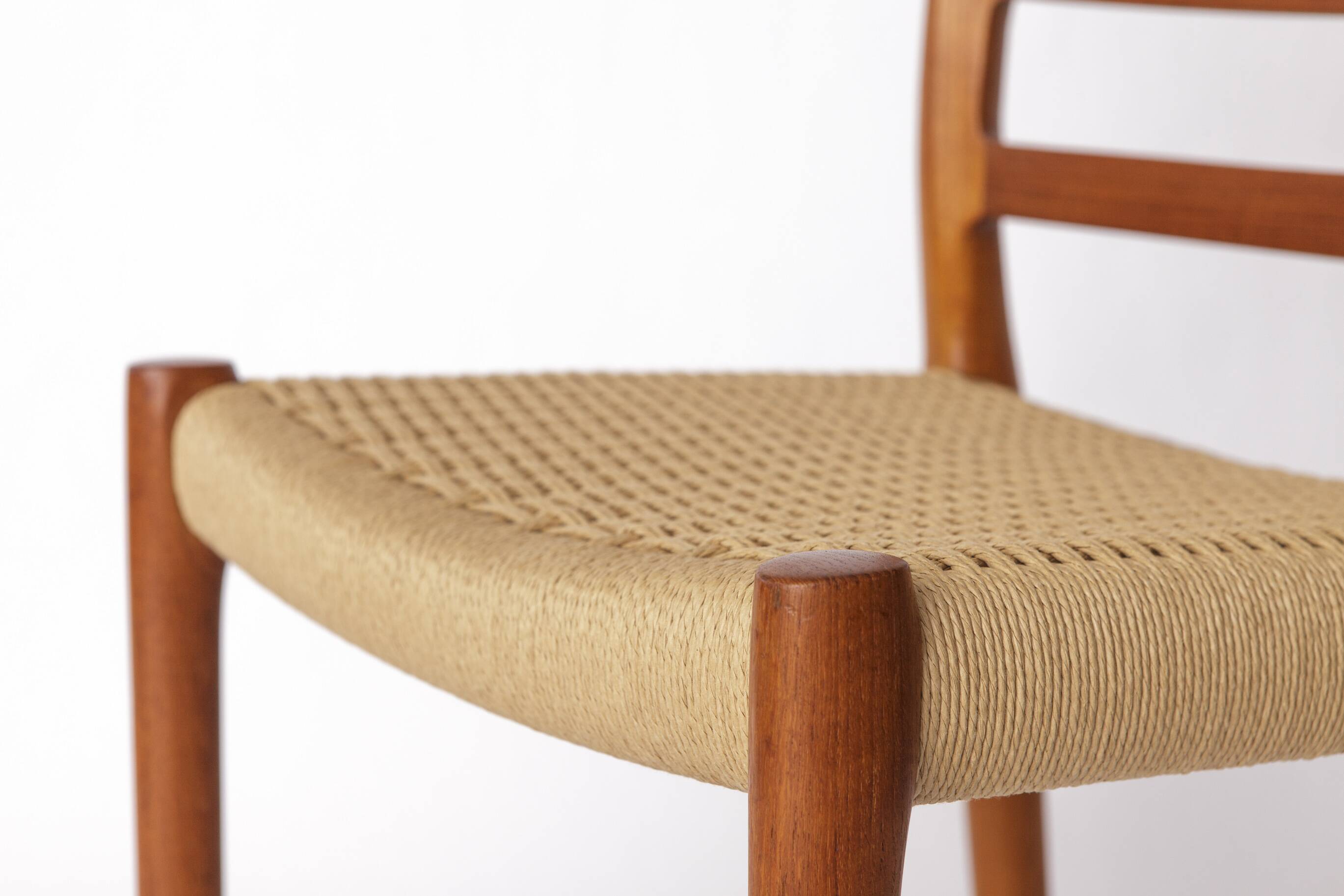 1 of 6 Niels Møller Model 85 Chair in Teak with Danish Cord, 1980s Danish M