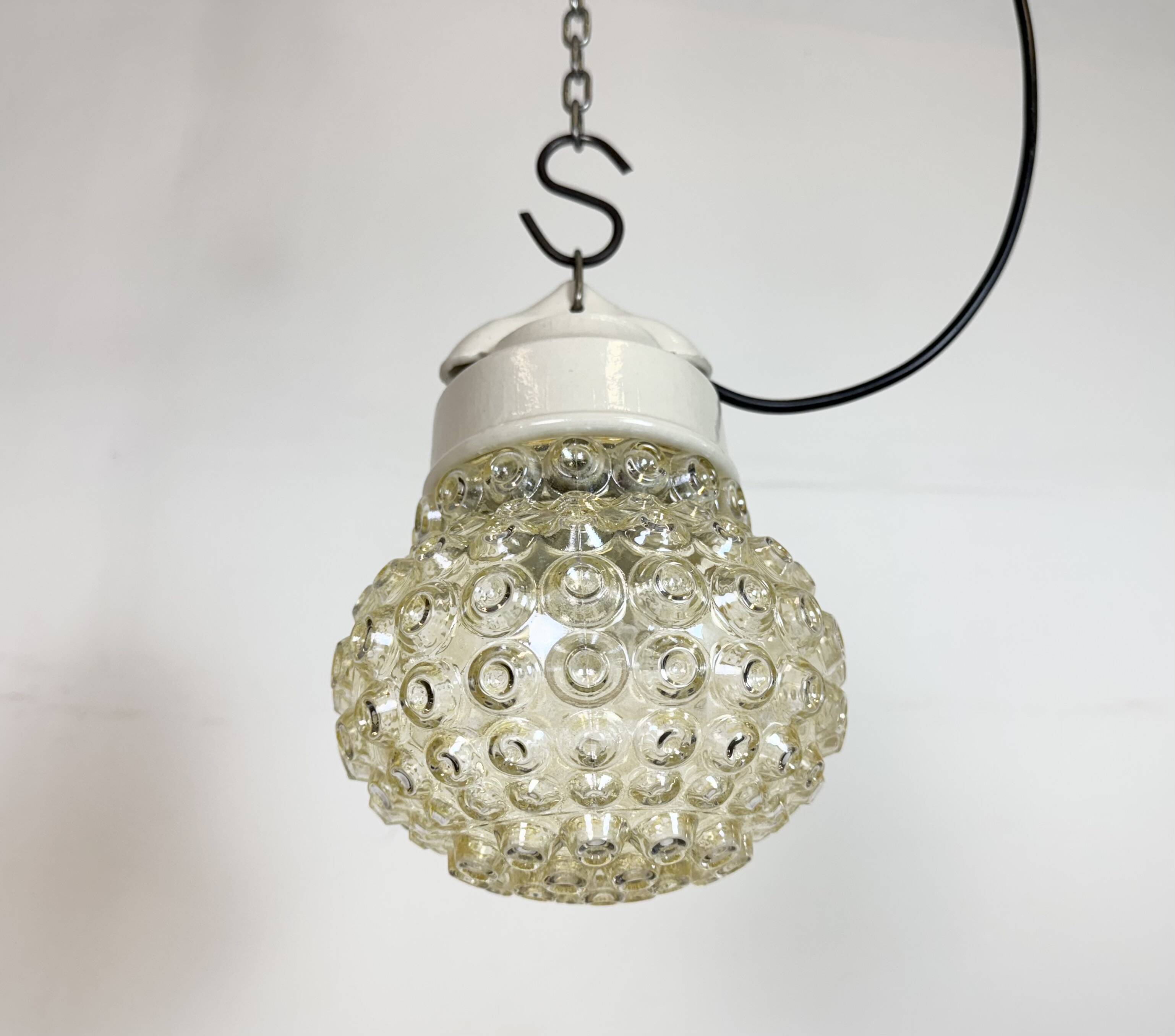 Vintage White Porcelain Pendant Light, 1970s
