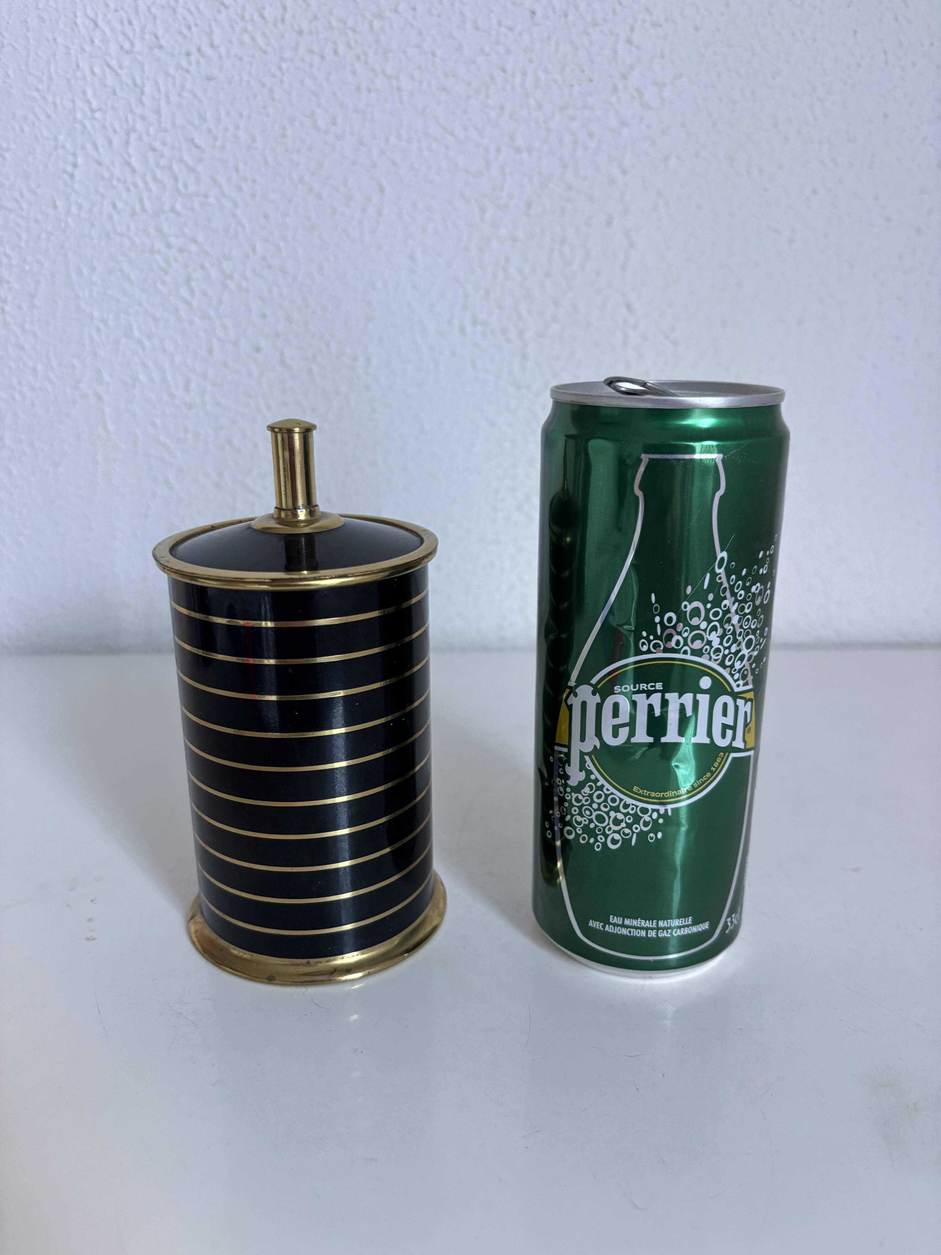 Vintage 1960 black cigarette case with golden stripes - 14 x 7 cm