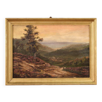 Petit paysage romantique, peinture française des années 1920