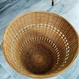 Vintage rattan wastepaper basket