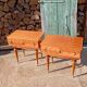 Pair of cherry wood marquetry bedside tables