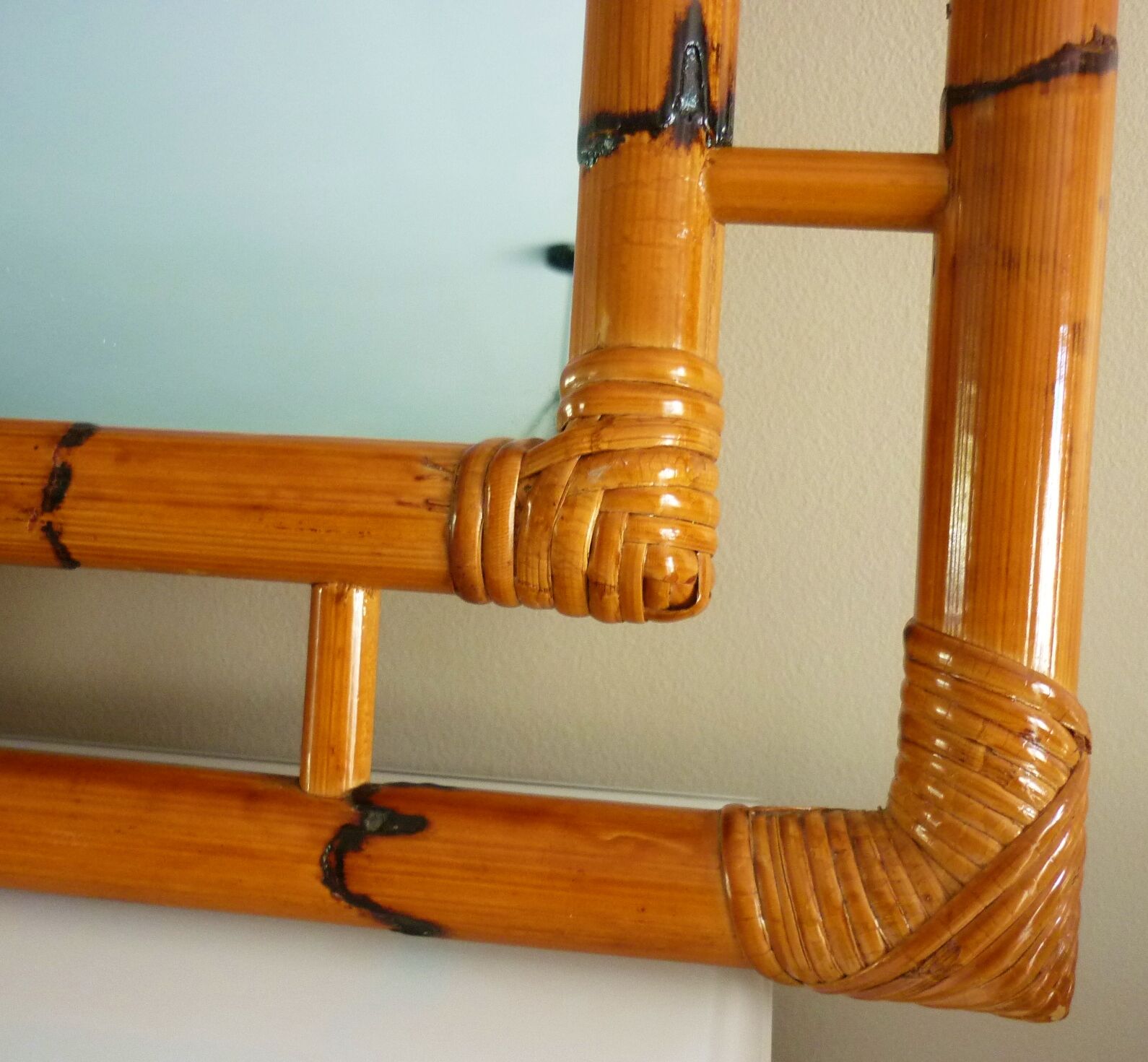 Bamboo mirror, openwork, vintage