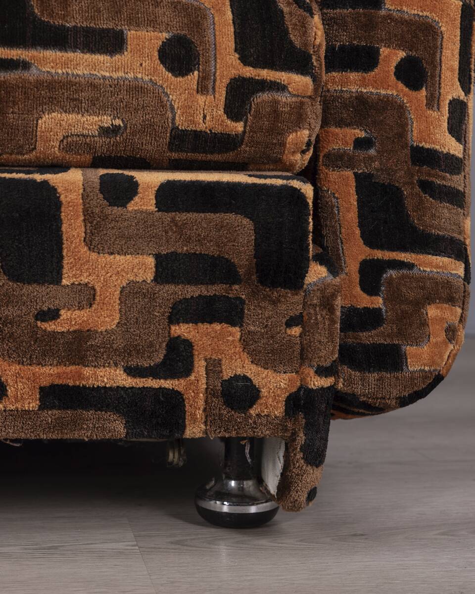 VINTAGE 1970S THREE-SEATER SOFA IN MULTICOLORED VELVET ITALIAN DESIGN