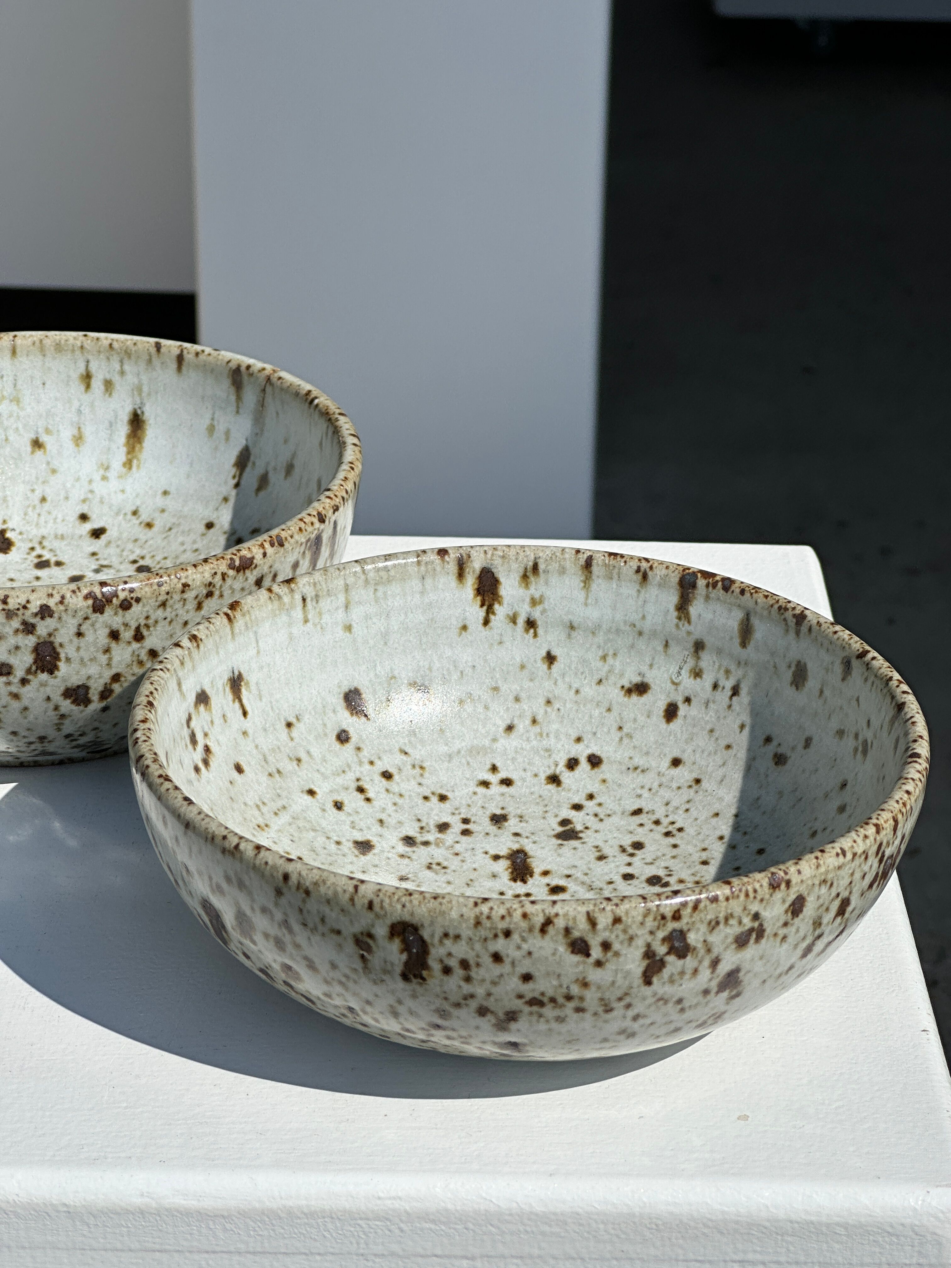Duo of speckled ceramic bowls