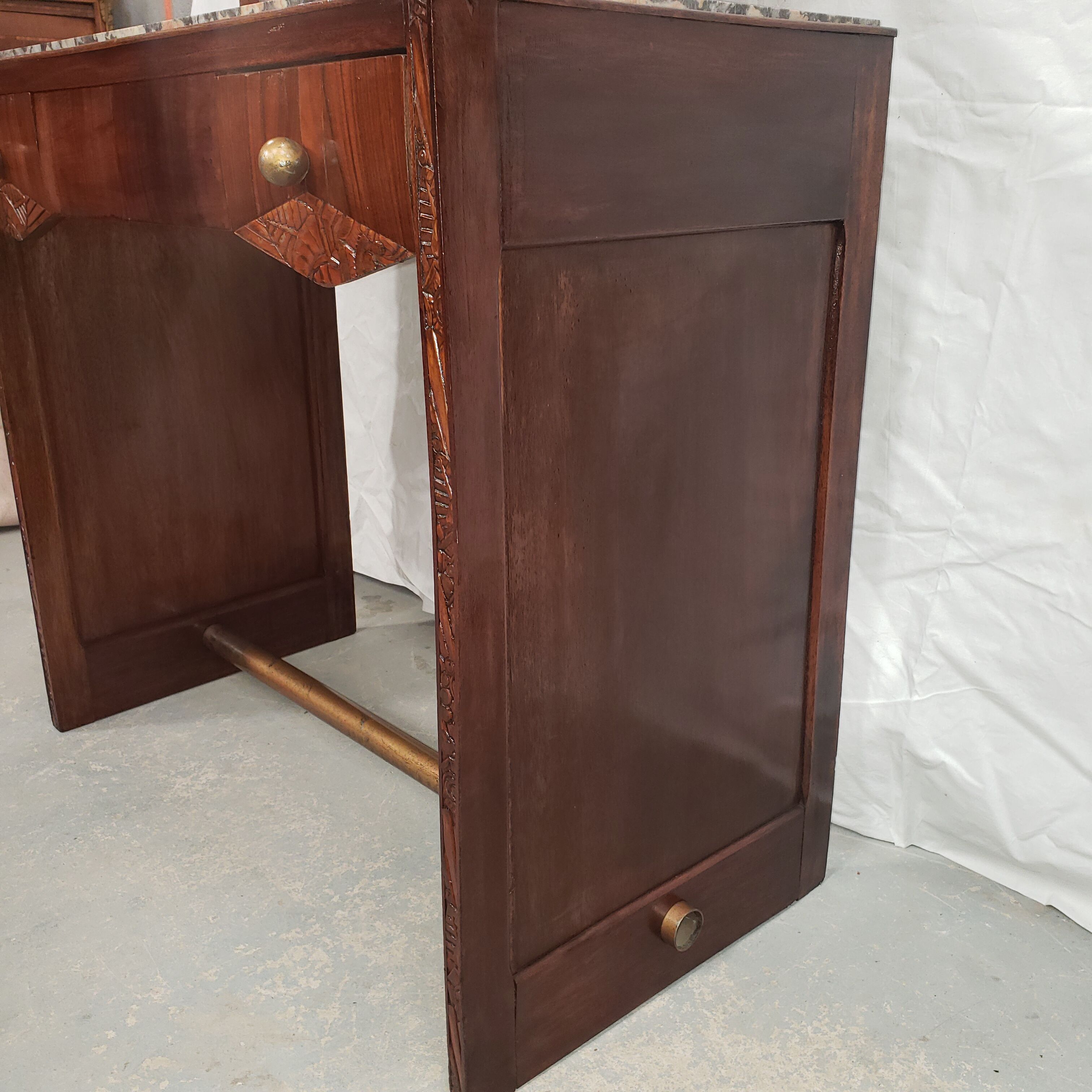 Dressing table art deco in mahogany mirror triptych
