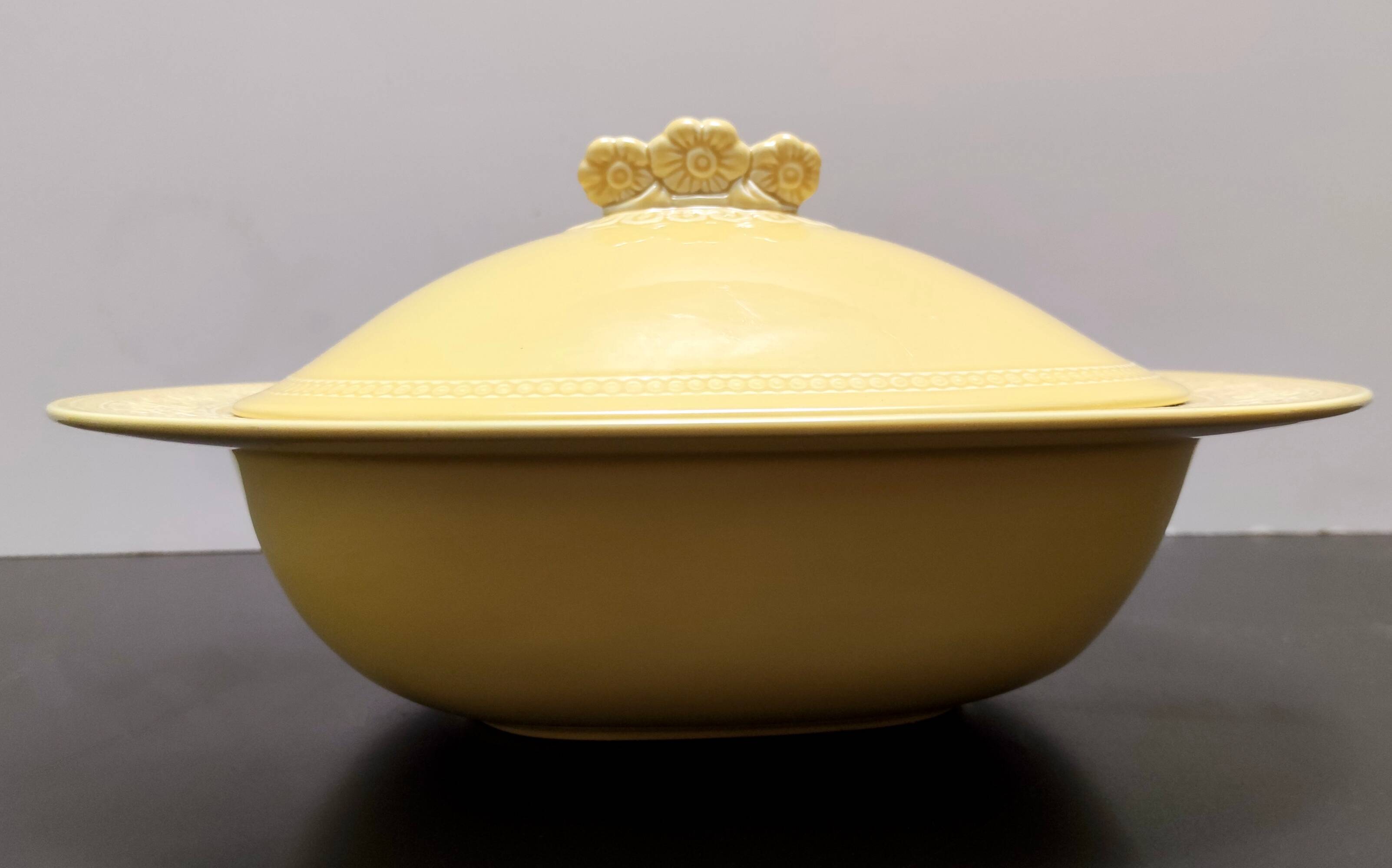 Yellow Earthenware Serving Centerpiece by Antonia Campi for Laveno,