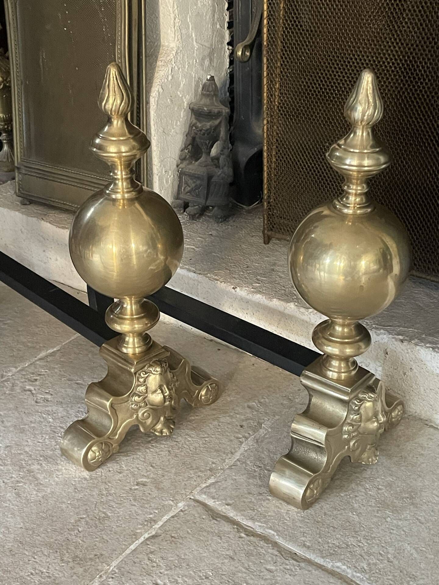 Pair of brass andirons