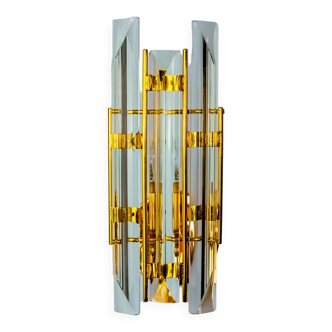 VENINI WALL LIGHT, TRIEDRI GLASS, MURANO, ITALY 1970