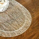 Large oval tray in crumpled plexiglass, France 1970's