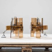 Lampes en verre orange six ampoules