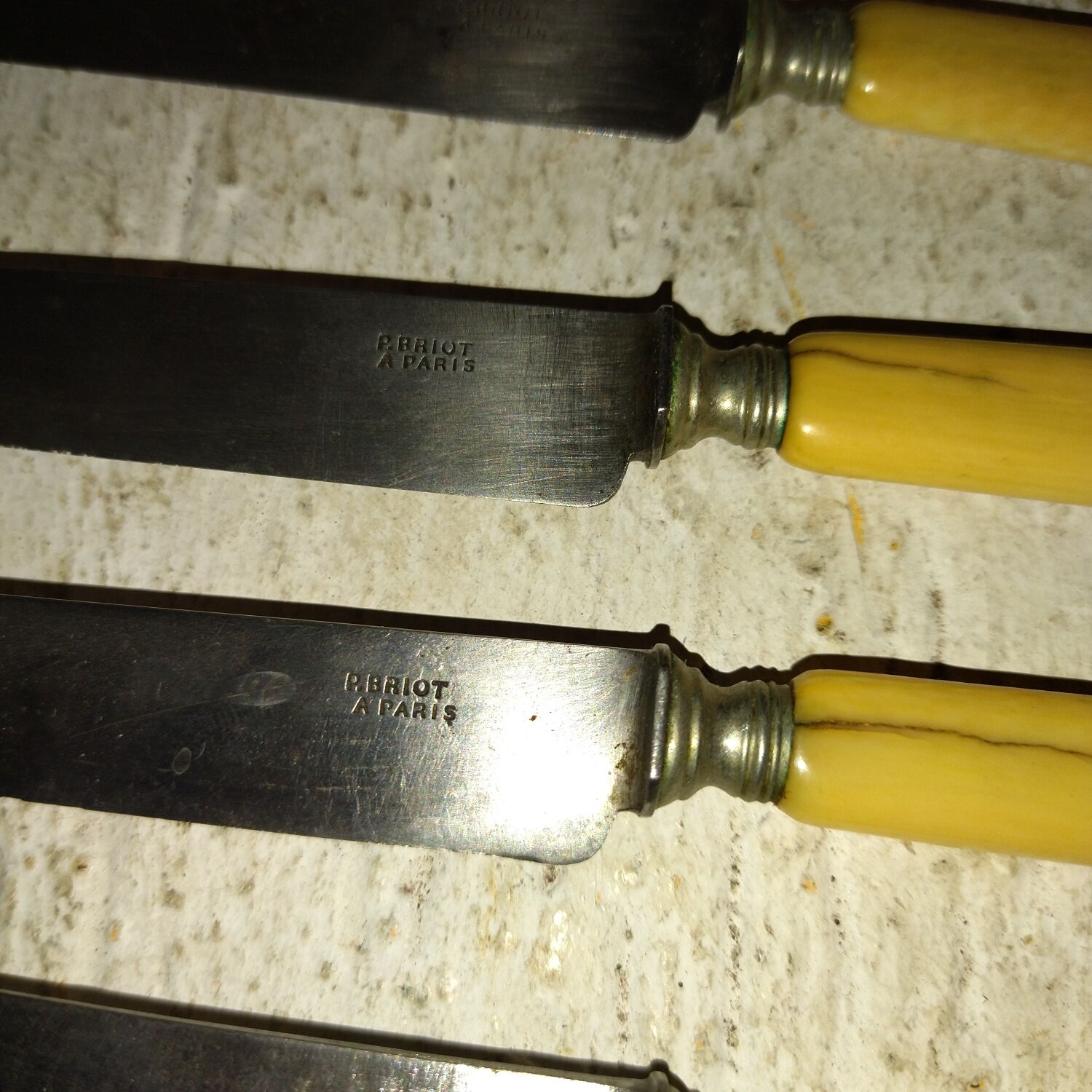 6 old steel and bone knives