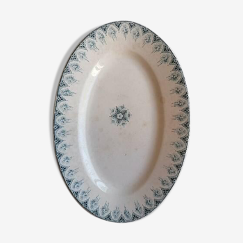 Oval dish and delight earthenware blue iron earth model Boulogne crockery nineteenth century