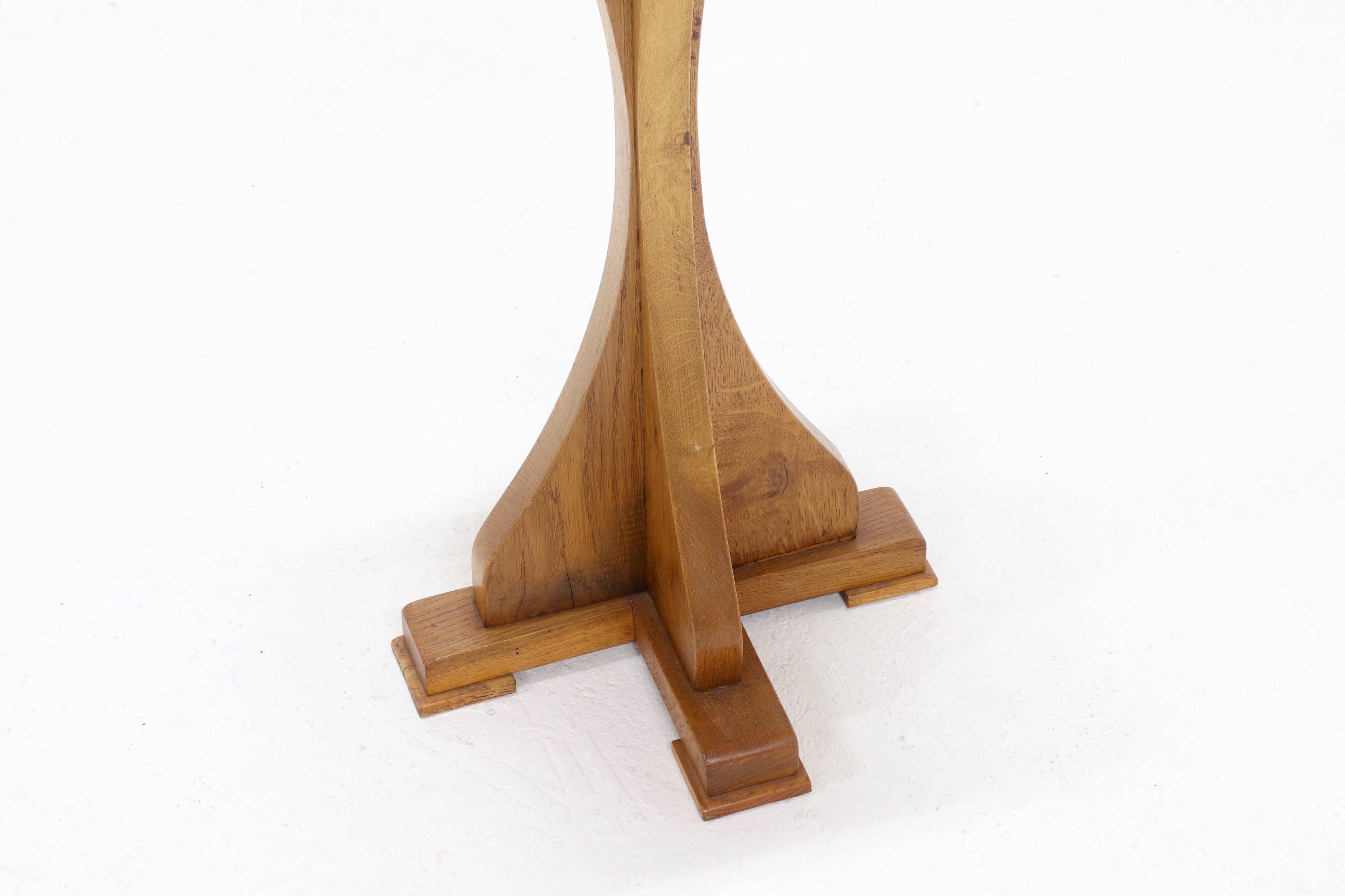 Sculptural Oak Pedestal Side Table 1950s