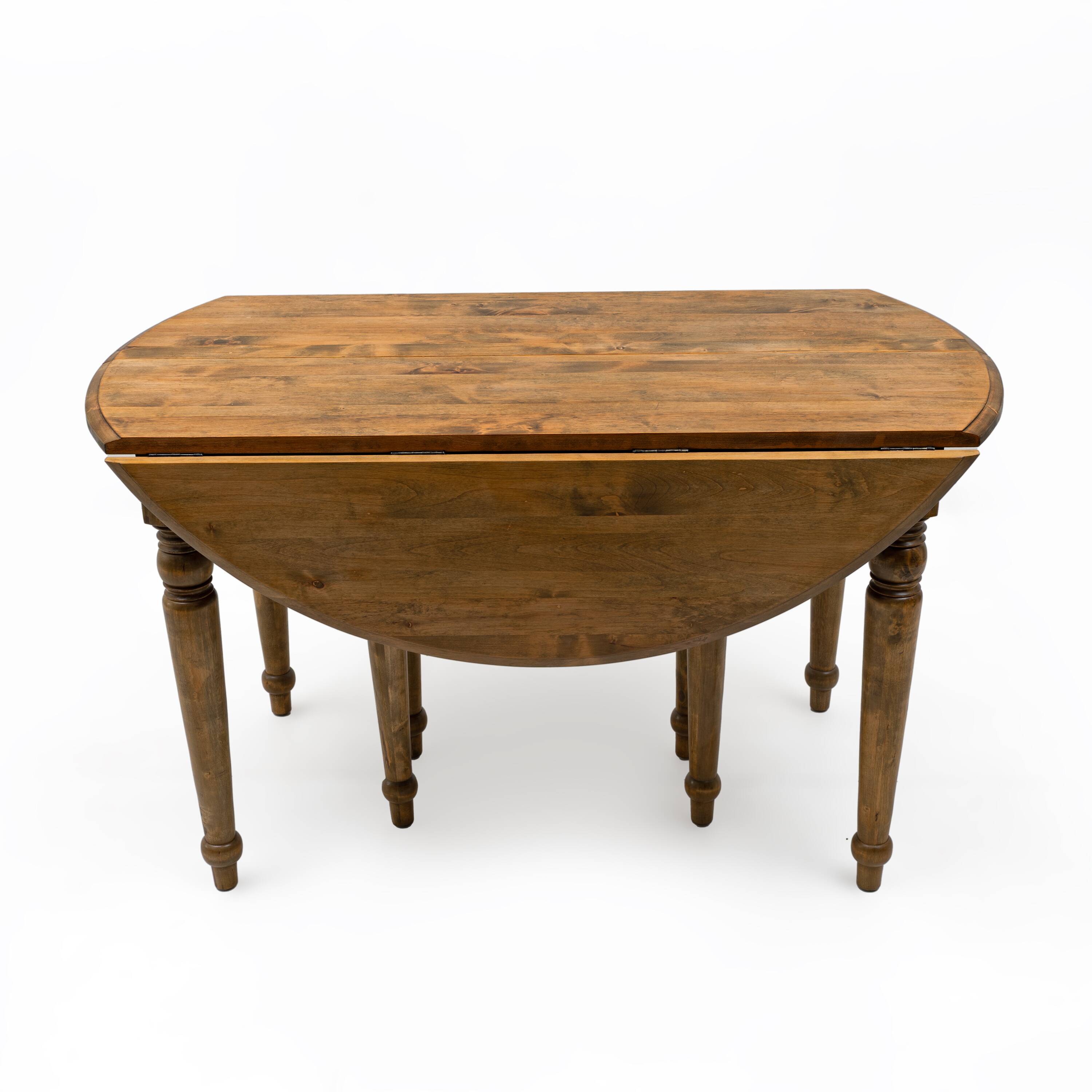 19th Century Tuscan Elm Extendable Round Dining Table with Five Leaves