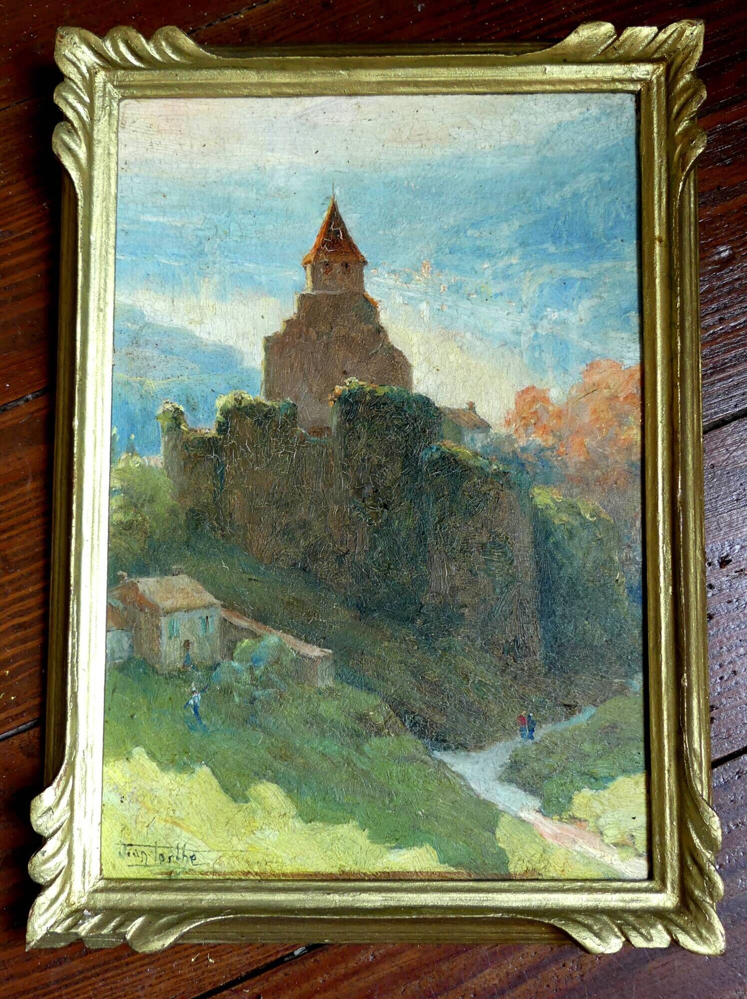 Old painting oil landscape pyrenees jean torthe 1890-1981 agen