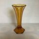 Old flower-shaped vase, moulded yellow glass, Art Deco.