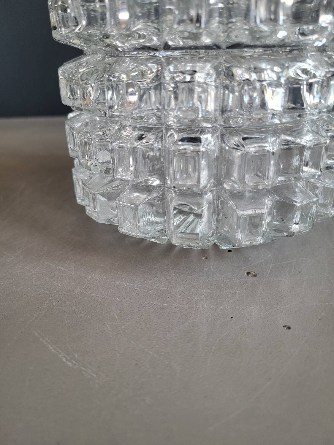 Vintage molded glass globe pendant light