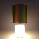 White Encased Glass Table Lamp with Three-Lighting Options, Italy