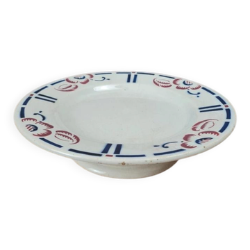 Antique Gien footed compote – Blue & red floral decoration