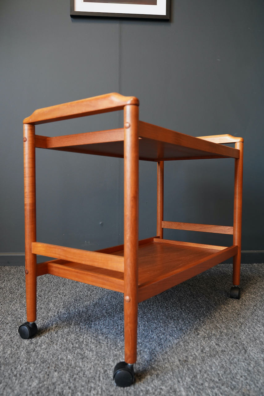 Mid century danish vintage hostess serving drinks trolley in teak
