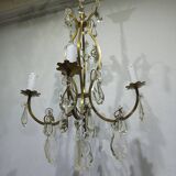 4-light bronze and crystal chandelier