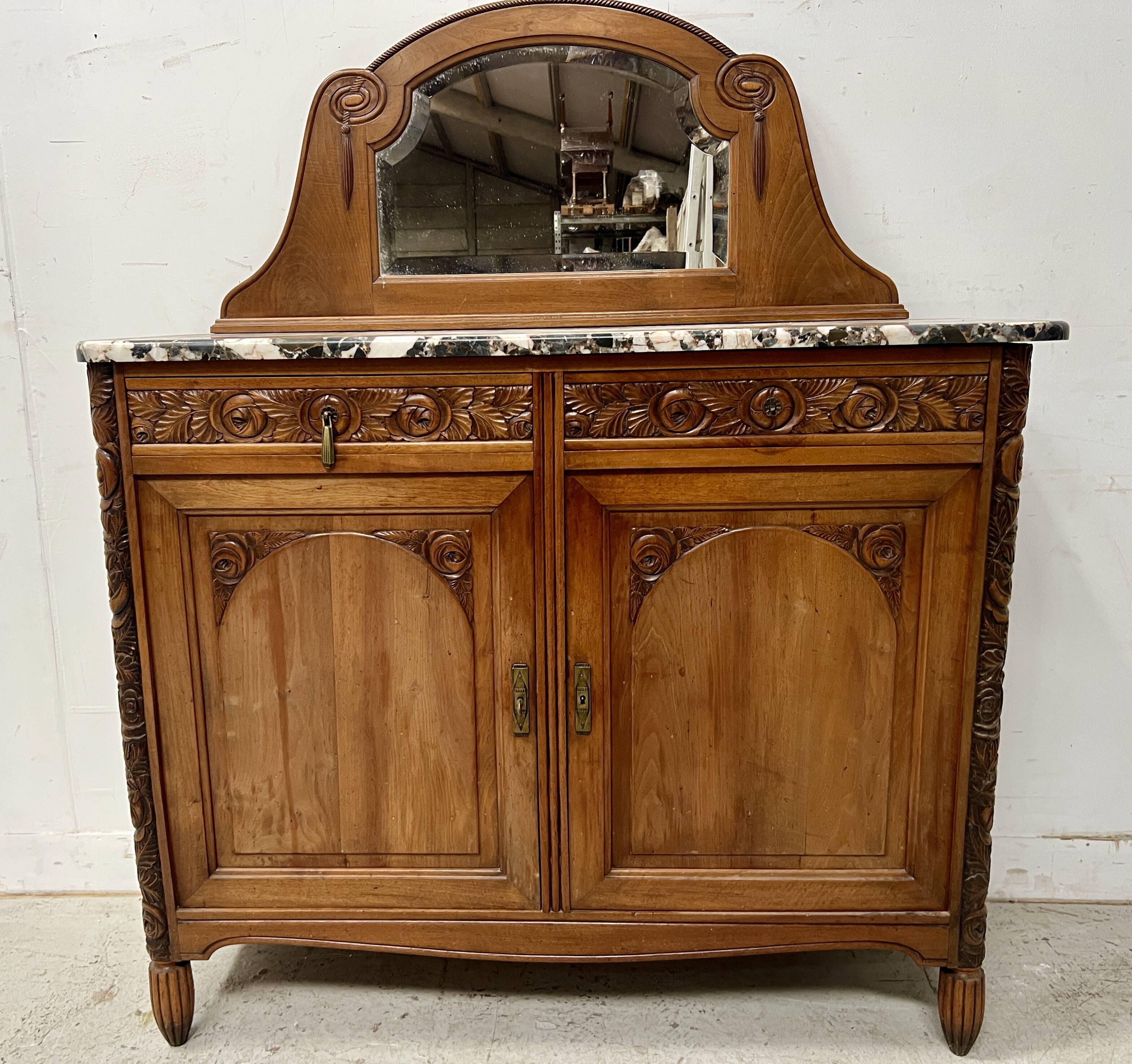 Art Deco dessert table in solid walnut, 20th century.