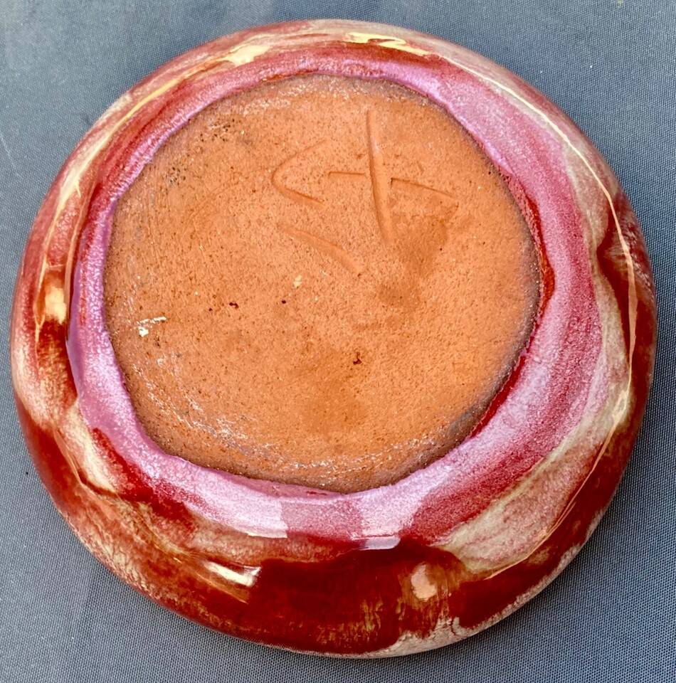 Edouard cazaux cup, firebird decoration on a background of floral seeds,