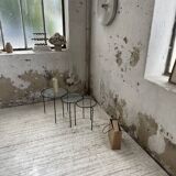 1950s metal and glass nesting coffee tables