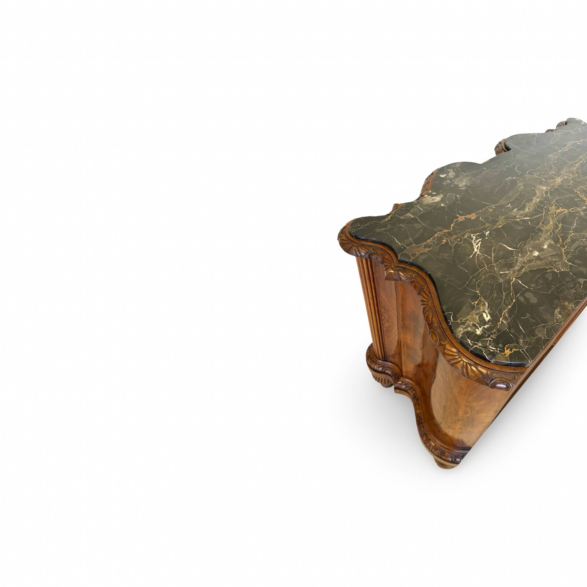 antique walnut serpentine commode