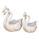 Pair of vintage cache pots - Ceramic swans