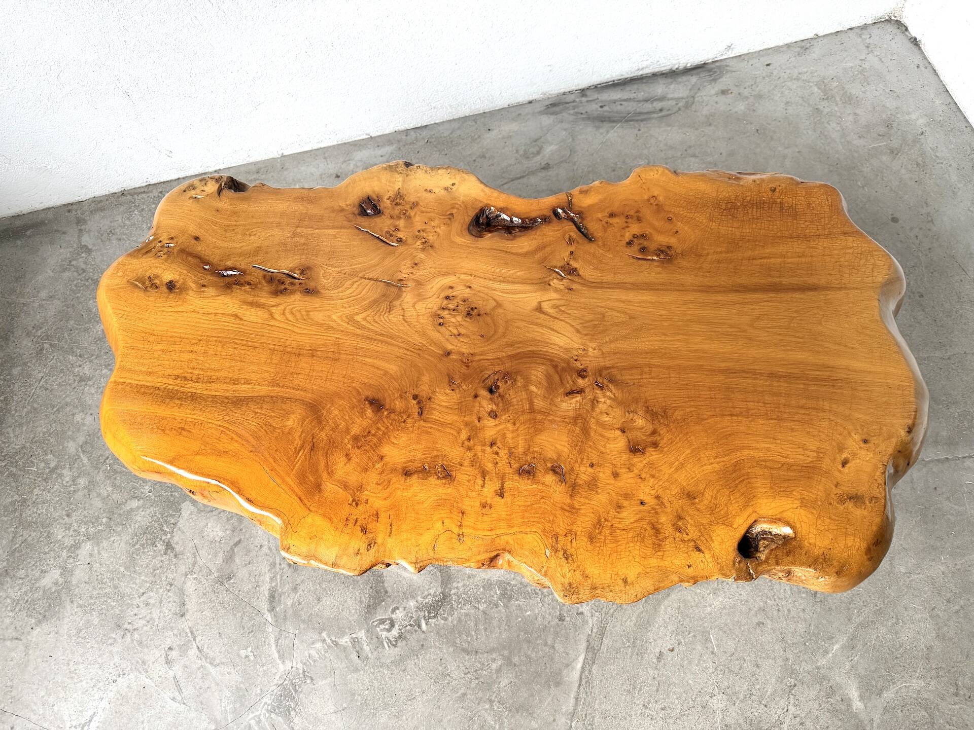 "Free-form" coffee table in solid elm.