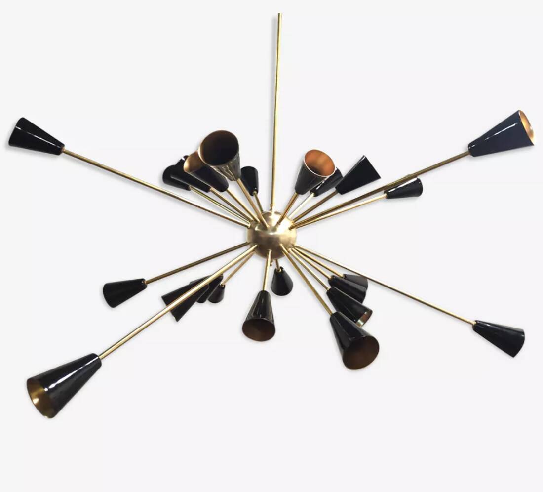 Brass Sputnik Ceiling Lamp, 1950s